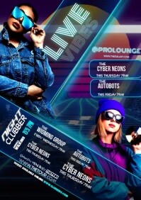 สีม่วง Night Club Event A4 Template