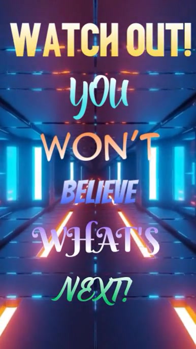 Purple List-based Neon Watch Out! You Won't Believe What's Next Digital Display (9:16) template