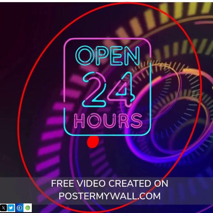 Purple List-based Open 24 Hours Instagram Post template