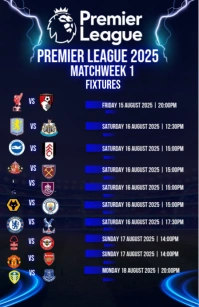 Purple List-based Premier League Fixtures  Half Page Wide template