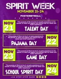 Purple List-based Spirit Week – School Event Video Flyer/poster Template Flyer (us Letter)