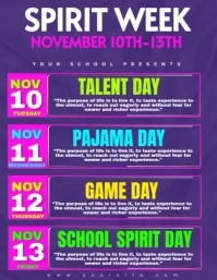 Purple List-based Spirit Week – School Event Video Flyer/poster Template Flyer (us Letter)