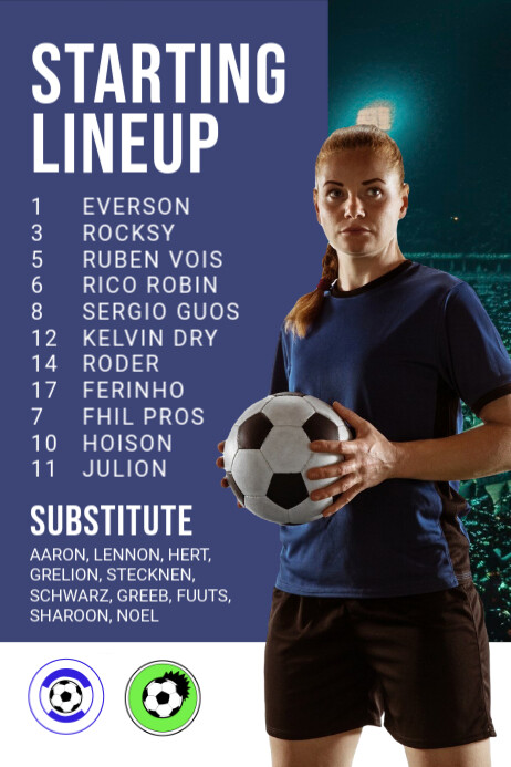 Purple List-based Starting Line Up Poster template