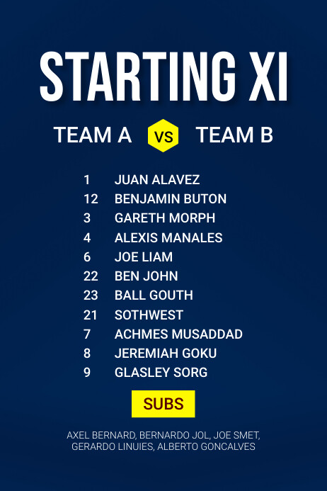 Purple List-based Starting Line Up Poster template