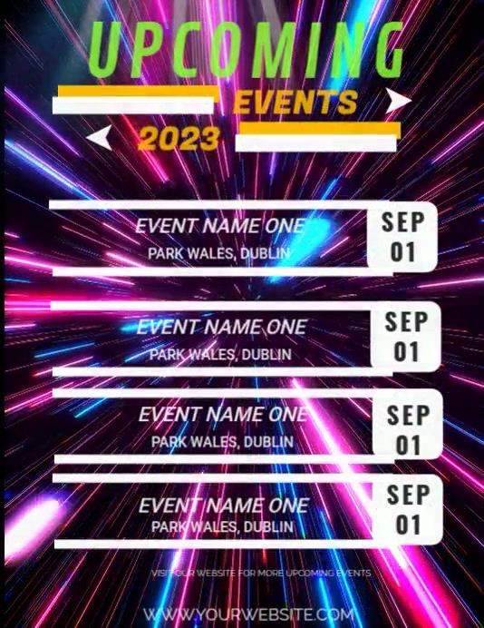 Purple List-based Upcoming Event  Flyer (us Letter) Pamflet (VSA Brief) template