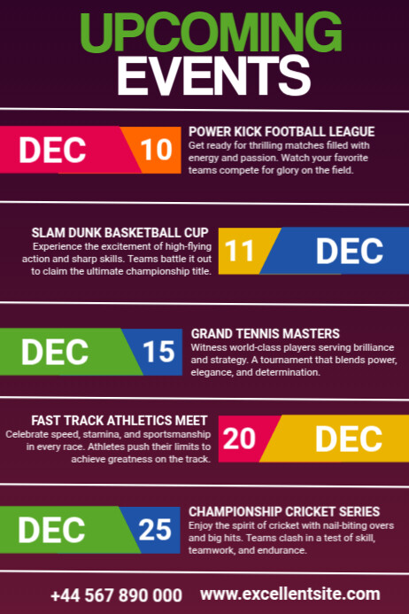 Copy of Purple List-based Upcoming Events Activities Poster | PosterMyWall