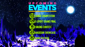 Purple List-based Upcoming Events Pos Twitter template