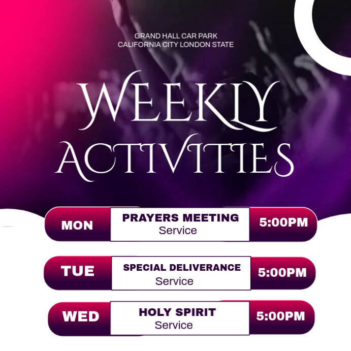 Purple List-based Weekly Activities Template Design Instagram Post