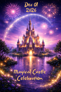 Lilla Magical Castle Celebration Poster Template