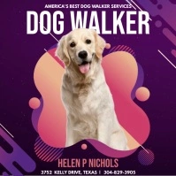 Purple Majestic Dog Walker Video Ad Quadrato (1:1) template