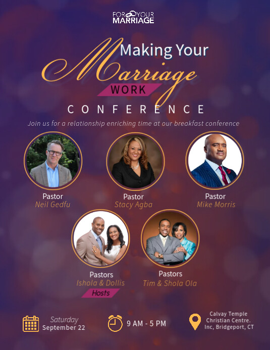Purple Make Your Marriage Work Conference Tem Рекламная листовка (US Letter) template