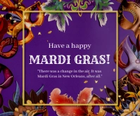 Purple Mardi Gras Carnival Celebration Cards Medium Rectangle Persegi Panjang Sedang template