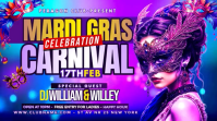 Purple Mardi Gras Carnival Celebration Digital Display Video template