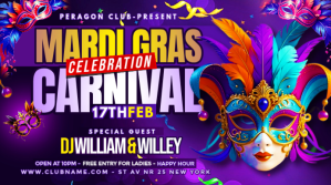 Purple Mardi Gras Carnival Digital Display template