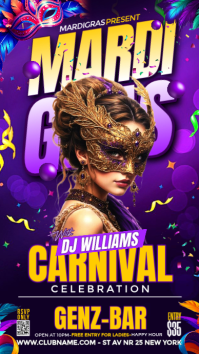 Purple Mardi Gras Carnival Instagram Story Instagram-verhaal template