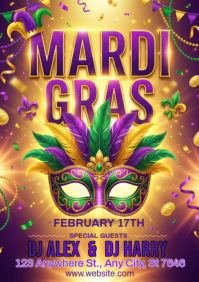 Purple Mardi Gras Celebration A5 template