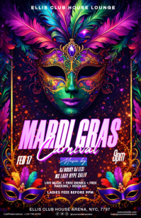 Purple Mardi Gras Celebration Half Page Wide template