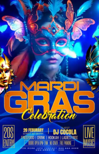 Niebieski Mardi Gras Celebration Half Page Wide Template