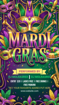 Purple Mardi Gras Celebration Instagram Story template