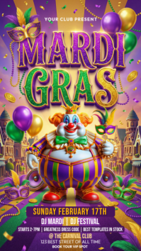 Purple Mardi Gras Celebration Instagram Story template