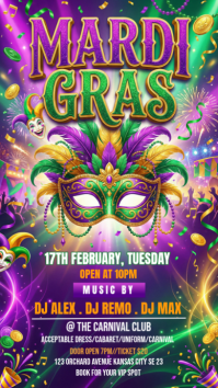 Purple Mardi Gras Celebration Instagram Story template