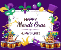 Purple Mardi Gras Celebration Medium Rectangle 中矩形广告 template