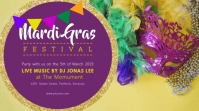 Purple Mardi Gras Event Invitation Banner Digitalanzeige (16:9) template