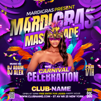 Ungu Mardi Gras Masquerade Instagram Plasing Template
