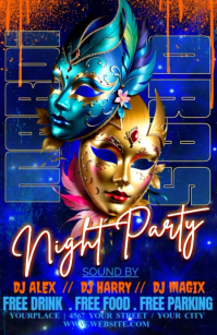 Purple Mardi Gras Night Party Half Page Wide Video template