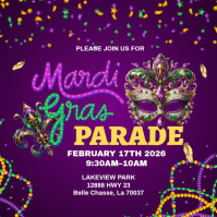 Purple Mardi Gras Parade Instagram Post template