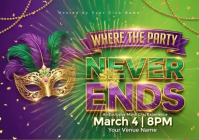 Purple Mardi Gras Party A4 Video template