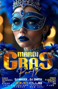 Purple Mardi Gras Party Half Page Wide Video template