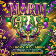 Purple Mardi Gras Party Instagram Post Wpis na Instagrama template