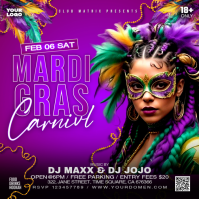 Purple Mardi Gras Party Instagram Post template