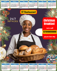 Purple Maximalist “christmas Breakfast Promo – Festive Food Order Now Template” Instagram Portrait