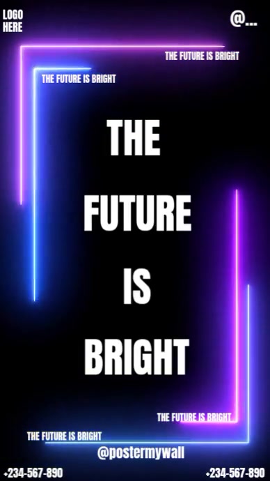 Purple Maximalist ✨ The Future Is Bright | Neon Motivational Glow Video Digital Display (9:16) template