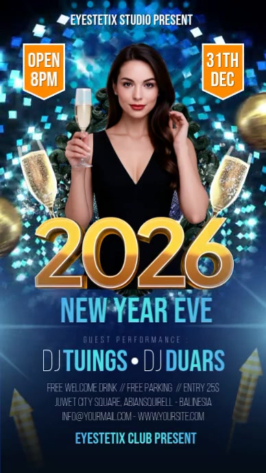 Purple Maximalist 2026 Happy New Year Night Party Instagram Reel ...