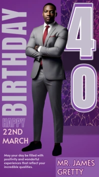 Purple Maximalist 40th Birthday Wishes  Instagram Story template