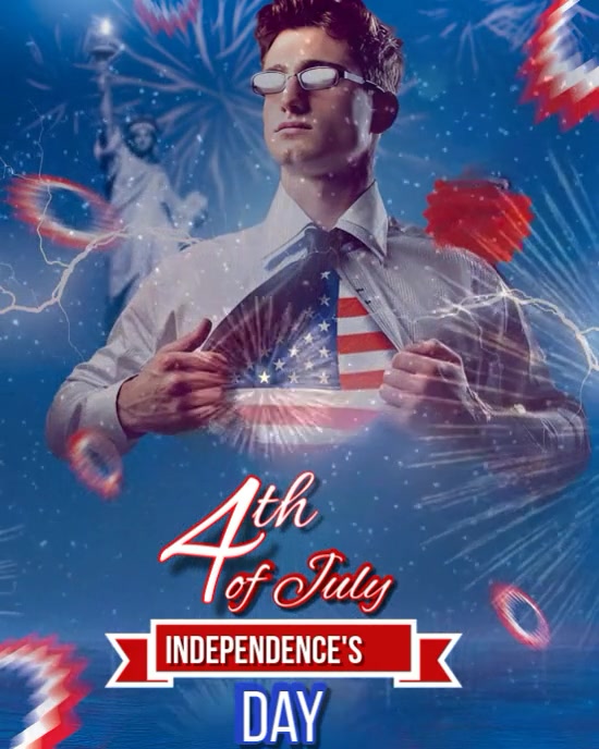 Purple Maximalist 4th July, Happy Independence Day Typographic Video Template Free And Editable Temp Instagram Portrait