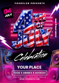 Purple Maximalist 4th of July Celebration A5 template