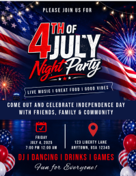 Purple Maximalist 4th of July Celebration Flyer template