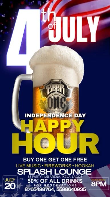 Purple Maximalist 4th Of July Happy Hour Party  Digital Display (9:16) История на Instagram template