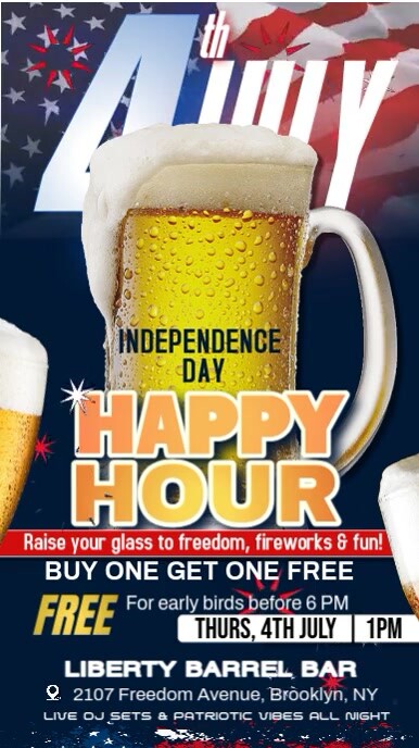 Purple Maximalist 4th Of July Happy Hour Party Instagram Story template