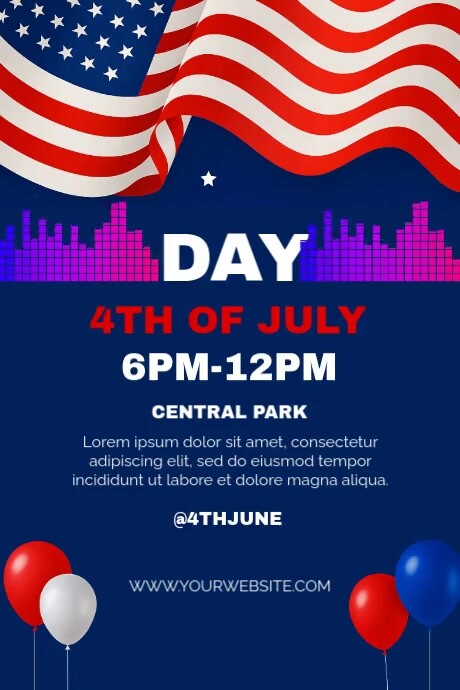 Purple Maximalist 4th Of July Independence Day  Poster template