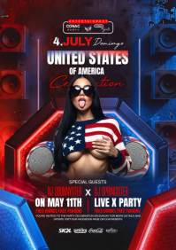 Purple Maximalist 4th of July Party A4 template