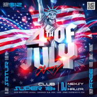 Purple Maximalist 4th of July Party Square Video Vierkant (1:1) template