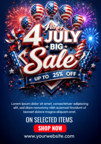 Purple Maximalist 4th of July Sale A4 template
