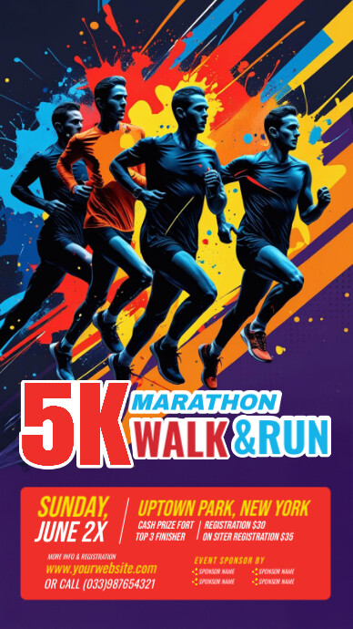 Purple Maximalist 5k Run & Walk Event Instagram Story Indaba yaku-Instagram template