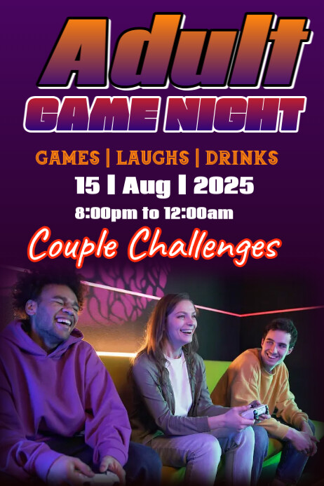 Purple Maximalist Adult Game Night Poster Template | PosterMyWall