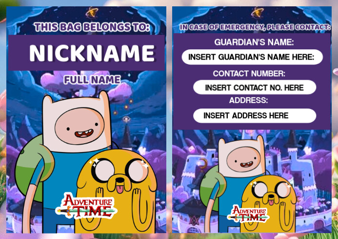 Purple Maximalist Adventure Time Theme A4 template